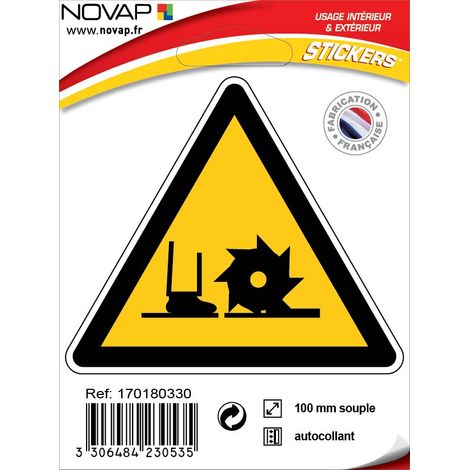 Panneau Danger broche de fraisage - Adhésif Triangle 100mm - 4230535