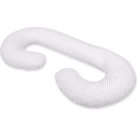 Coussin de grossesse type C pour femmes enceintes, pour dormir et allaiter + housse amovible - rosette grise (1/4)