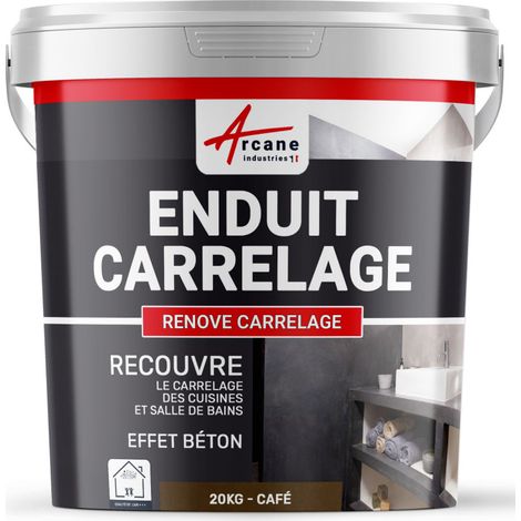 Putz für Fliesen - Fliesen verputzen - Betonbeschichtungs-Effekt - RENOVE CARRELAGE - Kaffee - Kit 20kg - 13m² für 2 Schichten