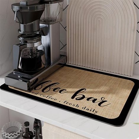 Tapis de sol de cuisine ultra-absorbant, à séchage rapide, anti-déversement, antidérapant, en terre de diatomées, idéal pour la cuisine et le bar - kaki - 50 x 80 cm (1/2)