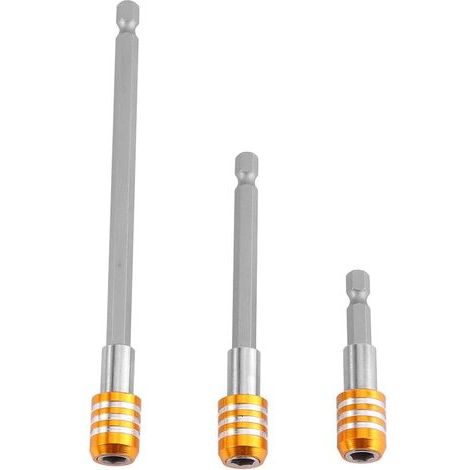 Lntyq 3pcs Porte Embout Magnétique Extension de Vissage Tournevis Rallonge Hexagonal 1/4" Jaune 60/100/150mm (1/4)