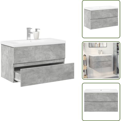 vidaXL Ensemble de meubles de salle de bain 2 pcs gris béton (1/5)