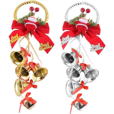 Lot de 2 pendentifs cloche de Noël, décoration à suspendre au sapin, pour la maison, les fêtes, les bars et les hôtels.-M