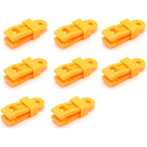 8 pièces Pinces de fixation robustes pour bâches, pour auvents, camping, caravanes et housses de voiture,Jaune (1/5)