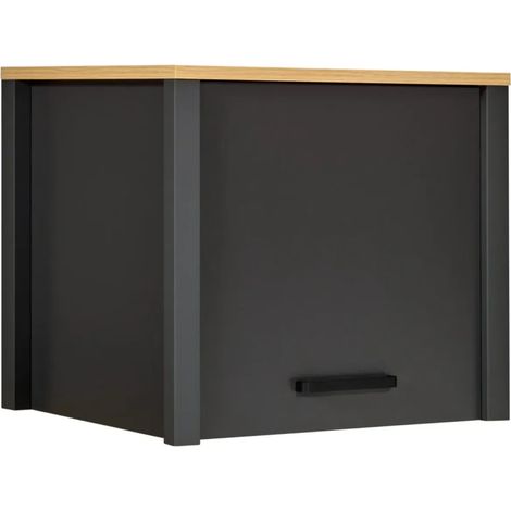 Pensile Cucina Singolo Antracite Rovere con Anta Soft-Close 70x60 cm (1/5)