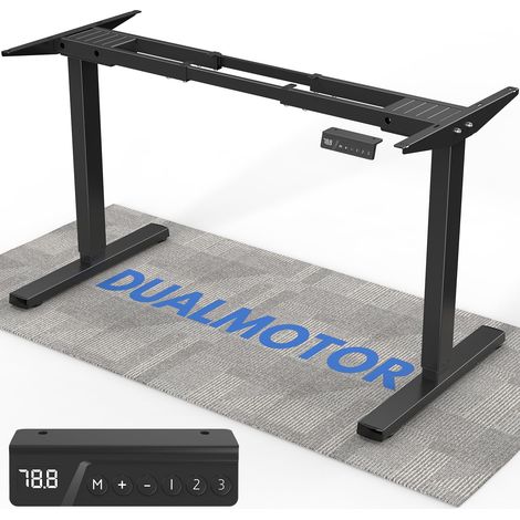 Cadre de bureau réglable en hauteur avec 2 moteurs puissants, cadre de table électrique réglable en hauteur avec 3 commandes à mémoire et fonction anti-collision, noir (1/5)