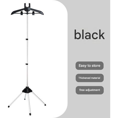 Support de repassage vertical pliable et réglable – Portant à vêtements pour défroisseur vapeur avec support de sol télescopique, 1 pièce, noir (1/5)