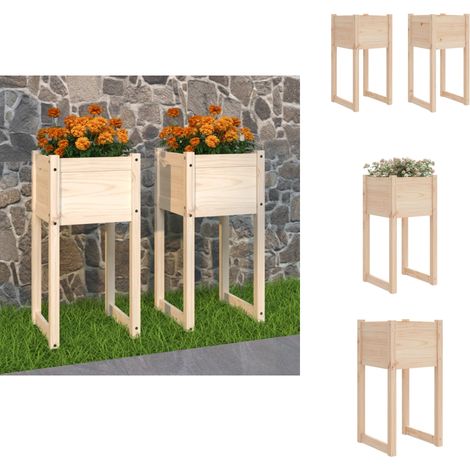 Pflanzkübel 2 Stk. 40x40x81 cm Massivholz Kiefer - Blumentopf - Kiefernholztöpfen - Gartendeko - Balkonpflanzen - Terrasse (1/5)