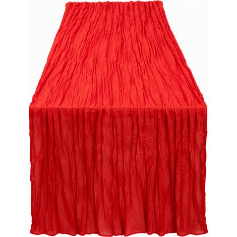Chemin de table en mousseline coloris rouge pour décorer la table (1/5)