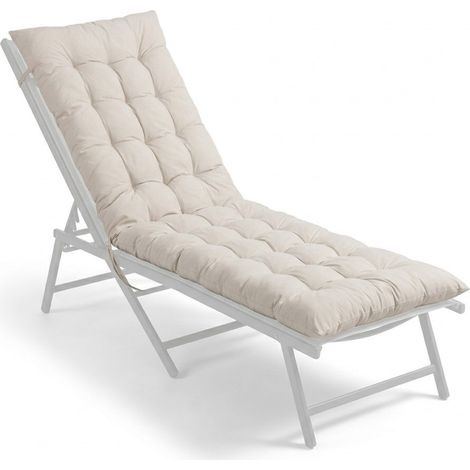 Relaxdays Cojín para banco, 160 x 50 cm, acolchado, con cintas, para exterior, banco de jardín y palés, beige (1/5)