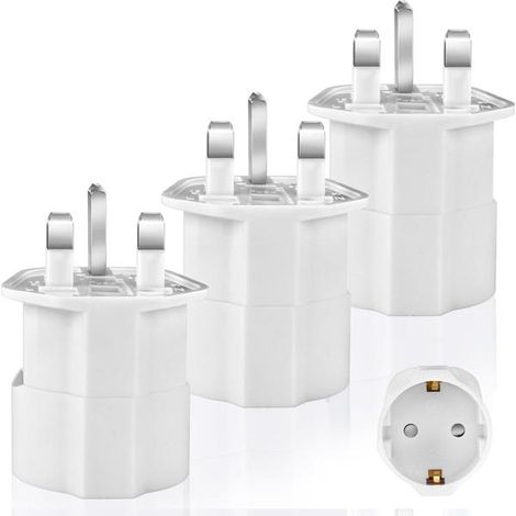 Lot de 3 adaptateurs, adaptateur de voyage France-Royaume-Uni, adaptateur de type G, adaptateur pour la France (1/5)