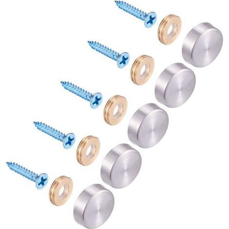 20 jeux de vis à miroir, clous à miroir en acier inoxydable de 18 mm avec décoration (1/5)