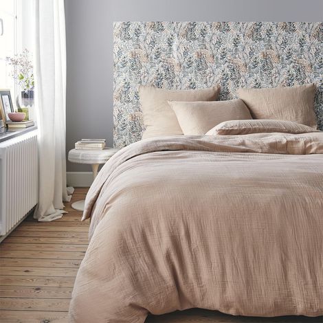 Housse de Couette en Double Gaze de Coton lavée, Beige Naturel, 260x240 cm (1/3)