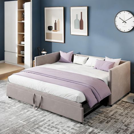 Schlafsofa 90/180x200 cm mit Bettkasten, ausziehbar, grau (1/5)