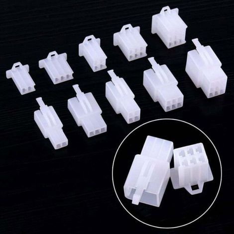 Connecteurs A Sertir - 2 3 4 6 Broches - Mâle Et Femelle - Diamètre Borne 2 8 Mm - Pour Moto Voiture Bateau Vélo - Lot De 100 Boîtiers + 380 En-Têtes (1/4)