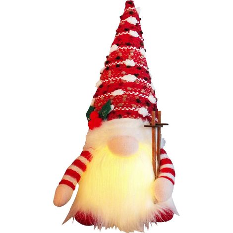 Figurine Traineau De Noël - Décor De Sapin Avec Lumière Led - En Tissu Et Bois - 1 Pièce (1/3)