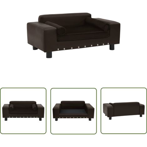 The Living Store Canapé pour chien Marron 81x43x31 cm Peluche et similicuir - Canapé Pour Chien - Lit Pour Chien - Couchage Pour Chien - Panier Pour Chien - Accessoires Pour Chien (1/5)