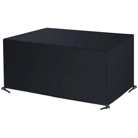 Dust cover for table and chair, black 420D fabric, silver coating, waterproof, for outdoor furniture 150x120x71cm (1/4)