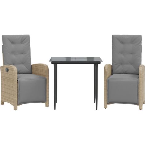 Maison Exclusive - Sillas y mesita de jardín 3 piezas ratán sinté (1/5)