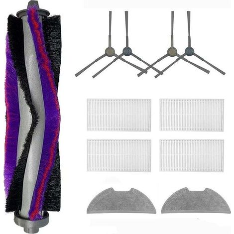 Kit accessoires de rechange pour aspirateur robot Eureka E10S, 1 brosse principale, 2 paires de brosses latérales, 4 filtres HEPA (1/4)