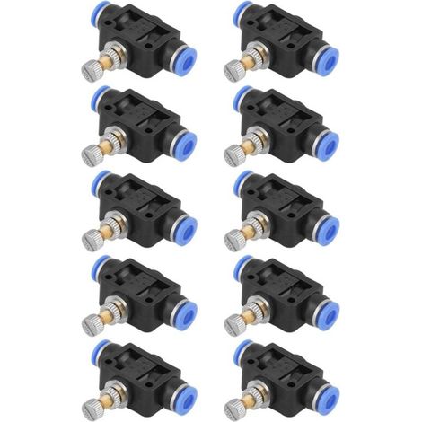 Válvula de mariposa de empuje ZVD-10 piezas, regulador de velocidad, válvula de control neumática, conector rápido de 6 mm (1/4)