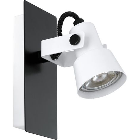 EGLO LED Wandlampe Trillo, Wandleuchte für innen, Wandspot mit schwenkbarem Spot, Metall in Weiß und Schwarz, Wand Lampe für Wohnzimmer und Schlafzimmer, GU10, warmweiß, 7x16,5 cm (1/2)