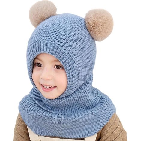 Kinder Sturmhaube mit Halswärmer, winddicht & warm, Fleece, 2-5 Jahre, Blau (1/5)
