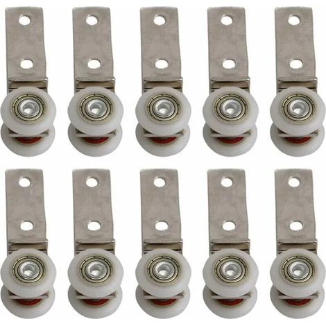 10er-Packung 1,9 cm Metallrohr-Winkellager-Rollenblock mit zwei Kunststoffrollen für Schiebetüren, Fenster und Schränke (1/5)