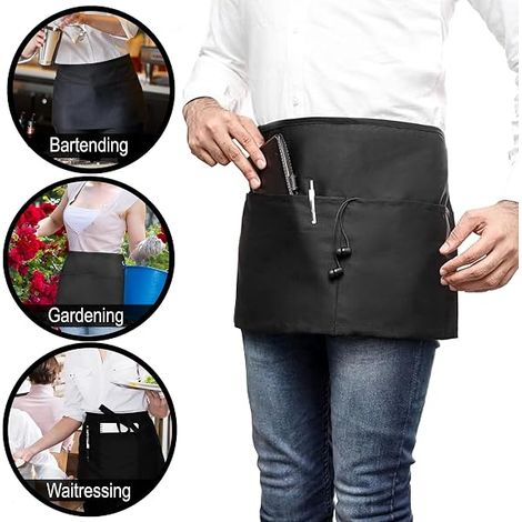 Tabliers de Taille Noirs pour Serveur avec 3 lot de 2 (1/4)
