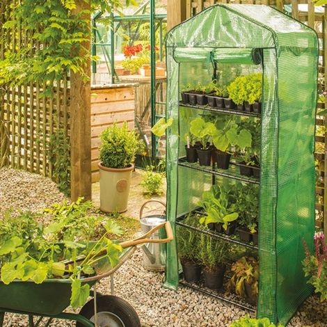 Gardman 08743 4 Tier Mini Compact Growhouse Garden Greenhouse With Cover