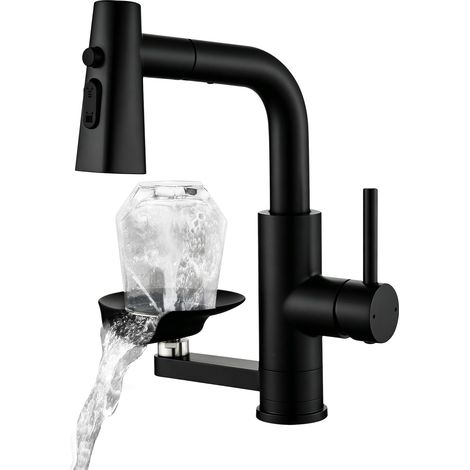 Robinet de Cuisine Douchette avec Lave Verres, 3 Modes de Jet, Noir (1/5)