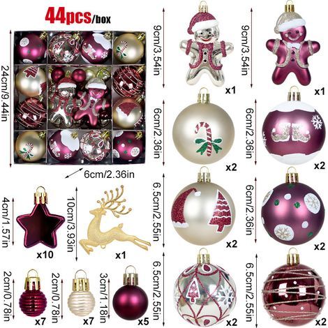 Weihnachtskugeln, Weihnachtsdekoration, Christbaumschmuck, Lebkuchenmann, 44-teiliges Hybridmodell (1/5)