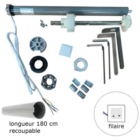 Axe motorisé filaire 50 Nm diam. 89 mm longueur 180 cm recoupable, pour tablier bois (1/2)
