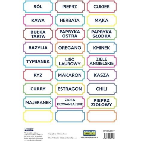 Adesivi colorati a tema spezie