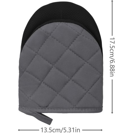 Paar kurze Ofenhandschuhe, Mini-Küchenhandschuhe aus hitzebeständigem Silikon, 500 Grad Celsius, rutschfeste Oberfläche und Aufhängeschlaufe, geeignet für Backofen, Grill, Mikrowelle und maschinenwasc