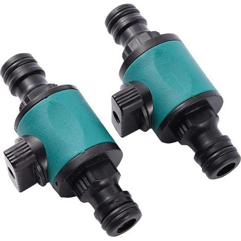 Raccord rapide en deux parties pour tuyau d'arrosage Fly de 16 mm avec vanne d'arrêt à deux voies (vert) (1/4)