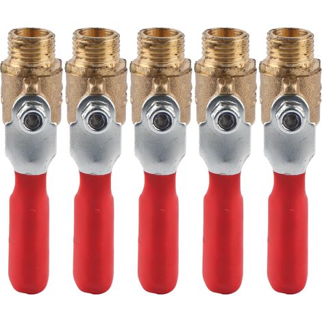 Lotto di 5 valvole a sfera in ottone G1/4 – filettatura maschio doppia – accessorio per compressore d'aria