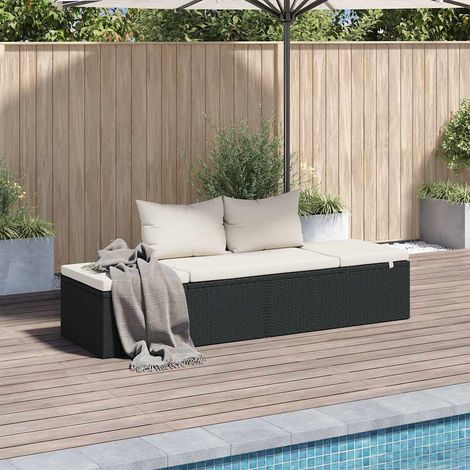 vidaXL Cama de jardín 195x60 cm ratán sintético negro (1/5)