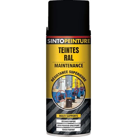 Sinto – Aérosol vernis noir mat RAL9005 400ml – Peinture antirouille pour bois, métal et plastique – Séchage rapide – 920365 (1/3)