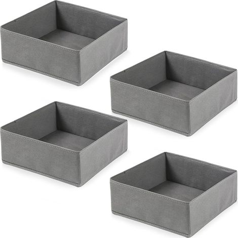Kindfiber OÜ-Lot de 4 organisateurs de tiroir pour vêtements Pliables Séparateurs en tissu Boîtes de rangement pour penderie pour vêtements, chemises (Gris) (1/5)