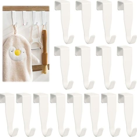 16 Pcs Crochet En Porte, Crochets En Forme De S, Acier Inox Patere Crochets De Porte, Patère Salle De Bains Serviette pour Porte Standart, Tiroir, Placard Armoire, Cuisine (1/5)