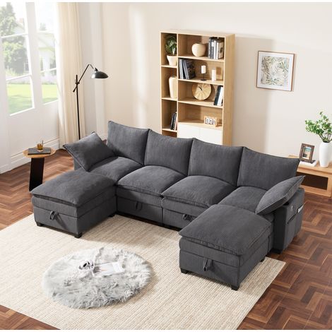 Sofá modular salón con almacenaje USB gris OKMYHOME (1/5)