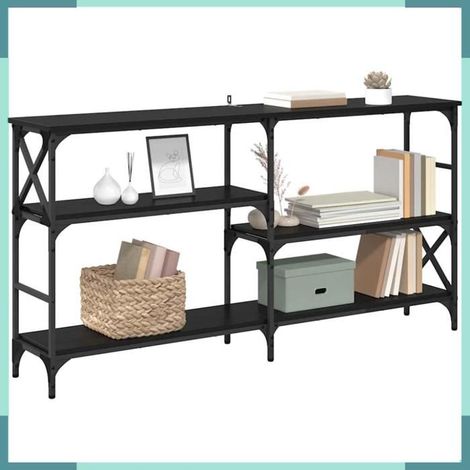 Table console - 882798 - Chêne noir - 150 x 29 x 76,5 cm - 3 étagères (1/5)