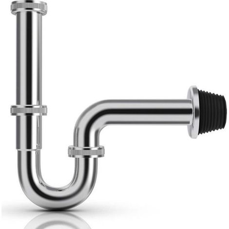 Enowelir Siphon universel en acier inoxydable - Siphon de lavabo - Siphon anti-odeurs - Tube plus 1 1/4" x 32 mm - Bonde de vidange (1/5)