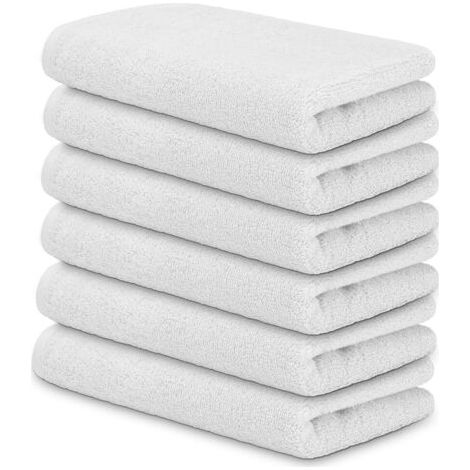 Lot de 6 Serviettes 30x50 cm Coton 450g/m² Absorbantes Gris Argenté Pour Salle De Bain
