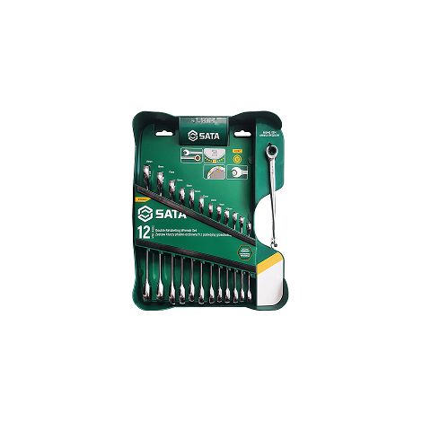 Juego de llaves combinadas de doble carraca SATA de 13 piezas + llave de viga en X