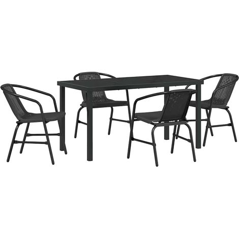 Ensemble de salle à manger pour jardin 5 pcs，Salon de jardin Noir Poly rotin CFW86369 (1/5)
