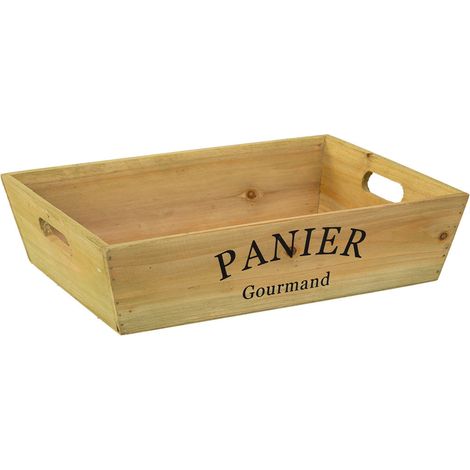 Cesto de madera marrón 37x28x9h cm