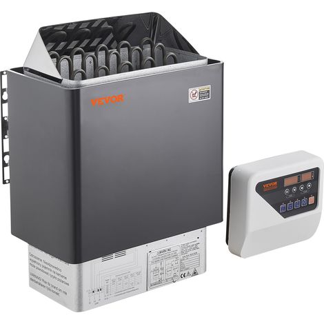 VEVOR Stufa per Sauna Stufa Elettrica per Sauna 8 kW, Riscaldatore Portatile per Sauna Interno/Esterno 400 V 3 N con Timer da 3 Ore con Regolatore Digitale Uso Domestico 8-12 m³ Spa Commerciale Hotel