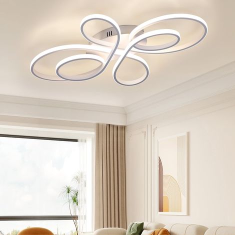 Plafonnier LED 80 cm, lustre LED créatif à anneau de fleurs 82 W, plafonnier moderne, lumière blanche chaude 3 000 K (1/5)